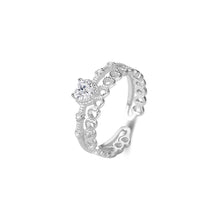 Load image into Gallery viewer, 925 Sterling Silver Fashion Hollow Heart-shaped Double-layer Adjustable Open Ring with Cubic Zirconia