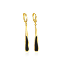 Load image into Gallery viewer, 925 Sterling Silver Plated Gold Simple Personalized Enamel Water Drop Long Earrings