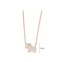 Load image into Gallery viewer, 925 Sterling Silver Plated Rose Gold Simple and Bright Zodiac Dog Pendant with Cubic Zirconia and Necklace