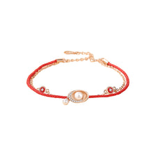 Load image into Gallery viewer, 925 Sterling Silver Plated Rose Gold Fashion Simple Ingot Imitation Pearl Double Layer Bracelet with Cubic Zirconia
