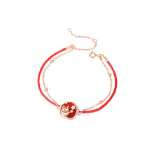 Load image into Gallery viewer, 925 Sterling Silver Plated Rose Gold Fashion Creative Dragon Star Flower Imitation Agate Double Layer Bracelet with Cubic Zirconia