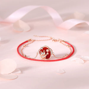 925 Sterling Silver Plated Rose Gold Fashion Creative Dragon Star Flower Imitation Agate Double Layer Bracelet with Cubic Zirconia
