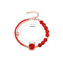 Load image into Gallery viewer, 925 Sterling Silver Plated Rose Gold Fashion Retro Zodiac Dragon Imitation Agate Beaded Double Layer Bracelet with Cubic Zirconia