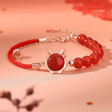 Load image into Gallery viewer, 925 Sterling Silver Plated Rose Gold Fashion Retro Zodiac Dragon Imitation Agate Beaded Double Layer Bracelet with Cubic Zirconia