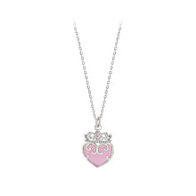 Load image into Gallery viewer, 925 Sterling Silver Fashion and Creative Enamel Heart-shaped Crown Pendant with Cubic Zirconia and Necklace