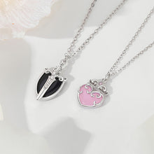 Load image into Gallery viewer, 925 Sterling Silver Fashion and Creative Enamel Heart-shaped Crown Pendant with Cubic Zirconia and Necklace