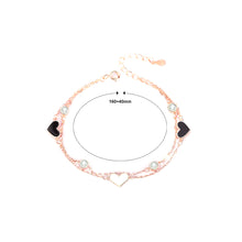 Load image into Gallery viewer, 925 Sterling Silver Plated Rose Gold Simple Romantic Heart-shaped Double Layer Bracelet with Cubic Zirconia