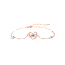 Load image into Gallery viewer, 925 Sterling Silver Plated Rose Gold Fashion Simple Angel Wings Heart-shaped Bracelet with Cubic Zirconia