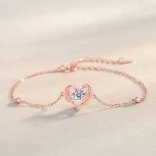Load image into Gallery viewer, 925 Sterling Silver Plated Rose Gold Fashion Simple Angel Wings Heart-shaped Bracelet with Cubic Zirconia