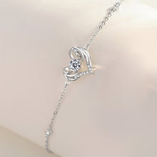 Load image into Gallery viewer, 925 Sterling Silver Fashion Simple Angel Wings Heart-shaped Bracelet with Cubic Zirconia