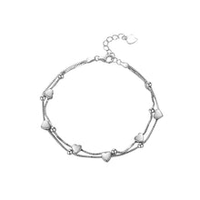 Load image into Gallery viewer, 925 Sterling Silver Simple and Fashion Heart-shaped Round Bead Double Layer Bracelet