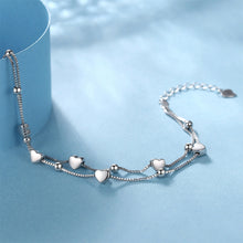 Load image into Gallery viewer, 925 Sterling Silver Simple and Fashion Heart-shaped Round Bead Double Layer Bracelet