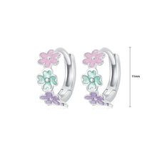 Load image into Gallery viewer, 925 Sterling Silver Cute and Sweet Enamel Colorful Flower Geometric Earrings