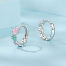 Load image into Gallery viewer, 925 Sterling Silver Cute and Sweet Enamel Colorful Flower Geometric Earrings