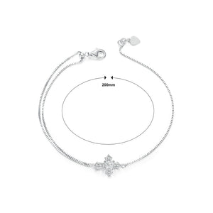 925 Sterling Silver Fashion Personalized Cross Double Layer Bracelet with Cubic Zirconia