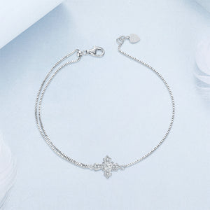 925 Sterling Silver Fashion Personalized Cross Double Layer Bracelet with Cubic Zirconia