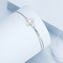 Load image into Gallery viewer, 925 Sterling Silver Fashion Personalized Cross Double Layer Bracelet with Cubic Zirconia