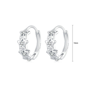 925 Sterling Silver Simple Fashion Star Geometric Earrings with Cubic Zirconia