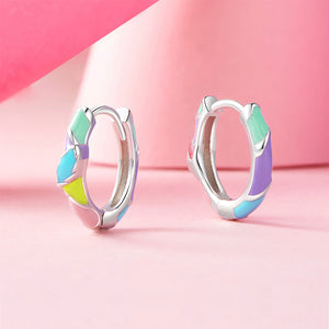 925 Sterling Silver Simple Fashion Enamel Colorful Geometric Earrings