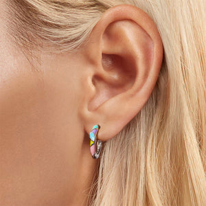 925 Sterling Silver Simple Fashion Enamel Colorful Geometric Earrings