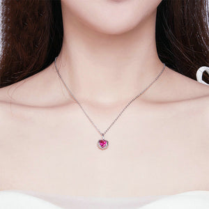 925 Sterling Silver Fashion Simple Angel Wings Heart-shaped Pendant with Cubic Zirconia and Necklace