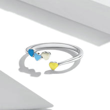 Load image into Gallery viewer, 925 Sterling Silver Simple Sweet Enamel Colorful Heart Shape Adjustable Open Ring