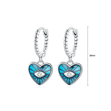Load image into Gallery viewer, 925 Sterling Silver Fashion Personalized Enamel Blue Devils Eye Heart Shape Earrings with Cubic Zirconia