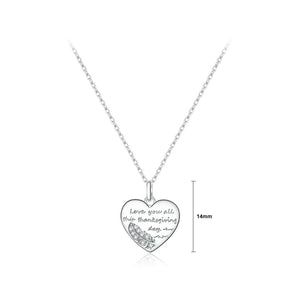 925 Sterling Silver Fashion Simple Leaf Heart-shaped Pendant with Cubic Zirconia and Necklace