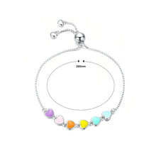 Load image into Gallery viewer, 925 Sterling Silver Fashion Sweet Enamel Colorful Heart Shape Adjustable Bracelet