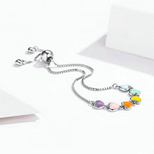 Load image into Gallery viewer, 925 Sterling Silver Fashion Sweet Enamel Colorful Heart Shape Adjustable Bracelet