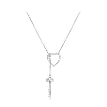 Load image into Gallery viewer, 925 Sterling Silver Simple and Creative Hollow Heart-shaped Key Tassel Pendant with Necklace