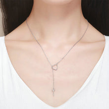 Load image into Gallery viewer, 925 Sterling Silver Simple and Creative Hollow Heart-shaped Key Tassel Pendant with Necklace