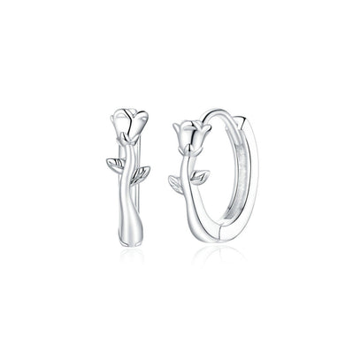 925 Sterling Silver Simple Romantic Rose Geometric Earrings
