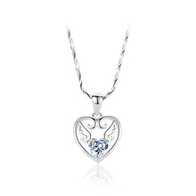 Load image into Gallery viewer, 925 Sterling Silver Fashion Simple Angel Wings Heart-shaped Pendant with Cubic Zirconia and Necklace