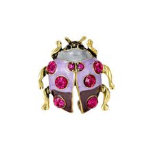 Load image into Gallery viewer, Fashion Cute Plated Gold Enamel Purple Ladybug Brooch with Cubic Zirconia