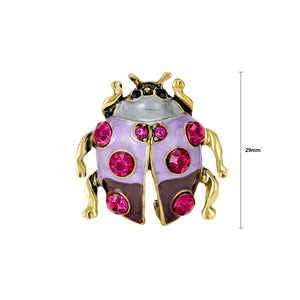 Fashion Cute Plated Gold Enamel Purple Ladybug Brooch with Cubic Zirconia