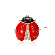 Load image into Gallery viewer, Simple Cute Plated Gold Enamel Ladybug Brooch with Cubic Zirconia