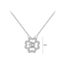 Load image into Gallery viewer, 925 Sterling Silver Fashion Simple Heart-shaped Four-leafed Clover Pendant with Cubic Zirconia and Necklace