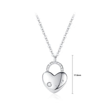 Load image into Gallery viewer, 925 Sterling Silver Fashion Simple Heart-shaped Lock Pendant with Cubic Zirconia and Necklace