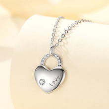 Load image into Gallery viewer, 925 Sterling Silver Fashion Simple Heart-shaped Lock Pendant with Cubic Zirconia and Necklace