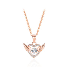 Load image into Gallery viewer, 925 Sterling Silver Plated Rose Gold Fashion Temperament Angel Wings Heart-shaped Pendant with Cubic Zirconia and Necklace
