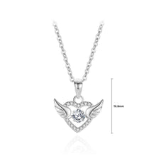 Load image into Gallery viewer, 925 Sterling Silver Fashion Temperament Angel Wings Heart-shaped Pendant with Cubic Zirconia and Necklace