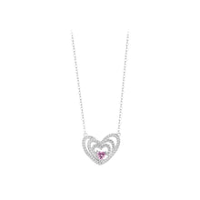 Load image into Gallery viewer, 925 Sterling Silver Simple Brilliant Multi-layered Heart-shaped Pendant with Cubic Zirconia and Necklace