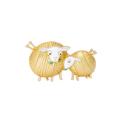 Simple and Cute Plated Gold Enamel Yellow Wool Sheep Brooch
