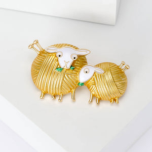 Simple and Cute Plated Gold Enamel Yellow Wool Sheep Brooch
