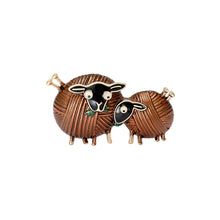 Load image into Gallery viewer, Simple and Cute Plated Gold Enamel Brown Wool Sheep Brooch