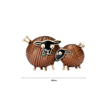 Load image into Gallery viewer, Simple and Cute Plated Gold Enamel Brown Wool Sheep Brooch