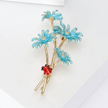 Load image into Gallery viewer, Fashion Temperament Plated Gold Enamel Blue Daisy Brooch