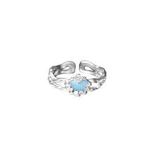 Load image into Gallery viewer, 925 Sterling Silver Fashion Simple Enamel Blue Shell Adjustable Open Ring with Cubic Zirconia