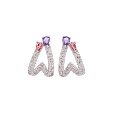 Fashion Brilliant Hollow Heart Stud Earrings with Cubic Zirconia